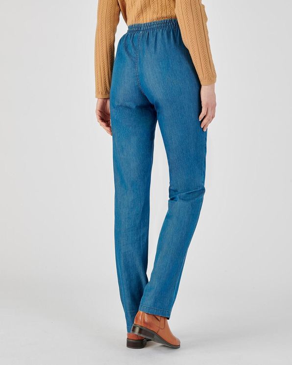 Pantalon jambes droites Toile chambray