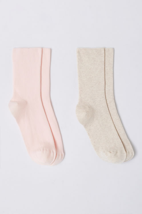Lot de 2 paires de chaussettes maille côtelée coton biologique*