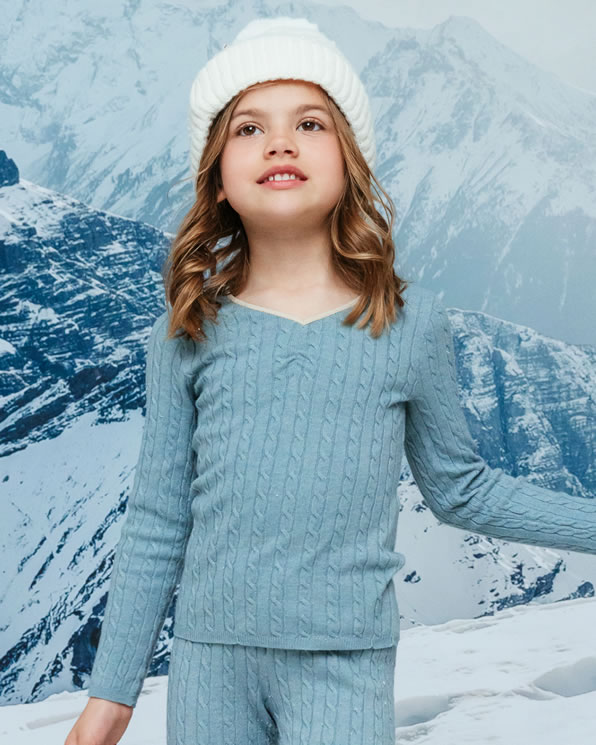 Pull Thermolactyl fille, maille torsadée