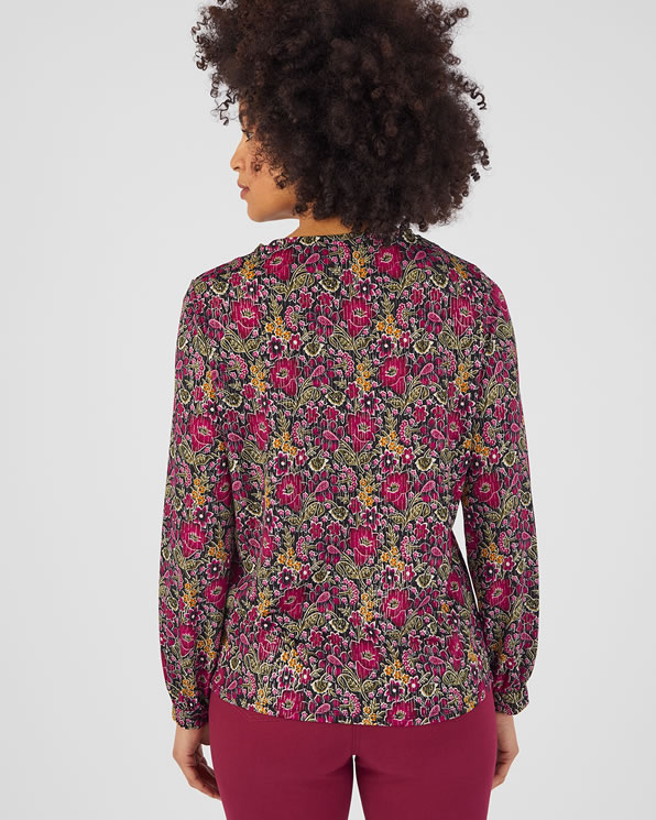 T-shirt fleuri maille crêpe stretch fil brillant
