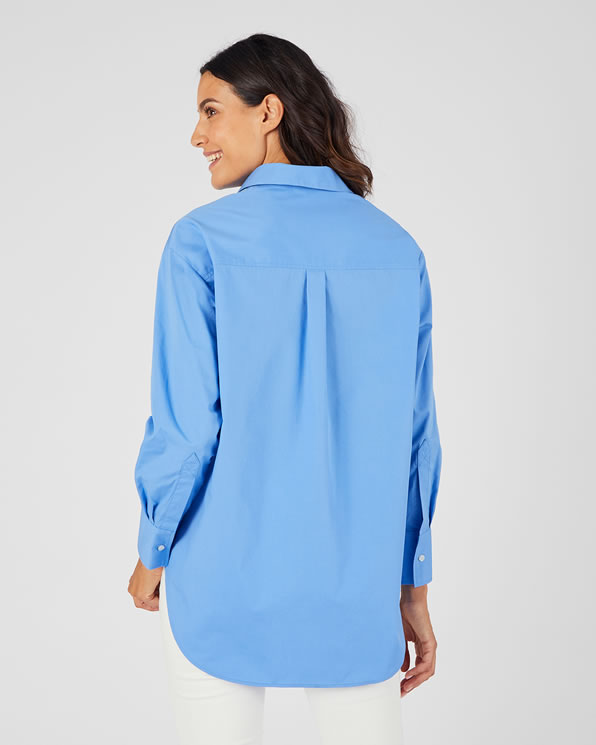 Maxi-chemise popeline unie
