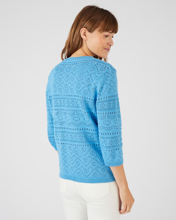 Gilet maille ajourée manches 3/4