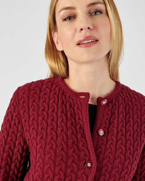 Cardigan lambswool mélangée torsadée