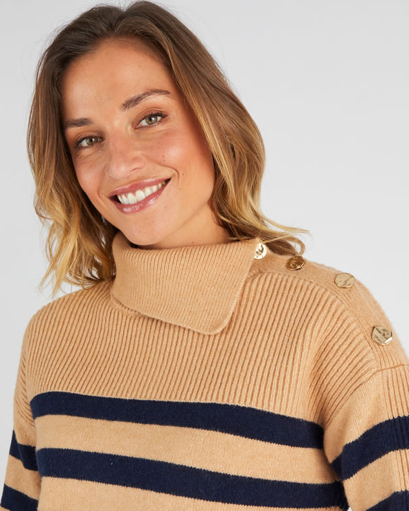 Pull marinière épaule boutonnée