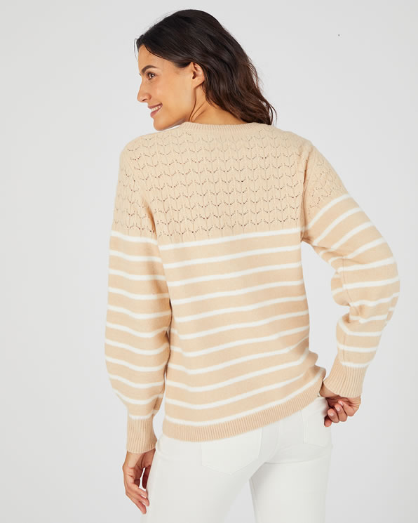 Pull rayures et maille ajourée Thermolactyl