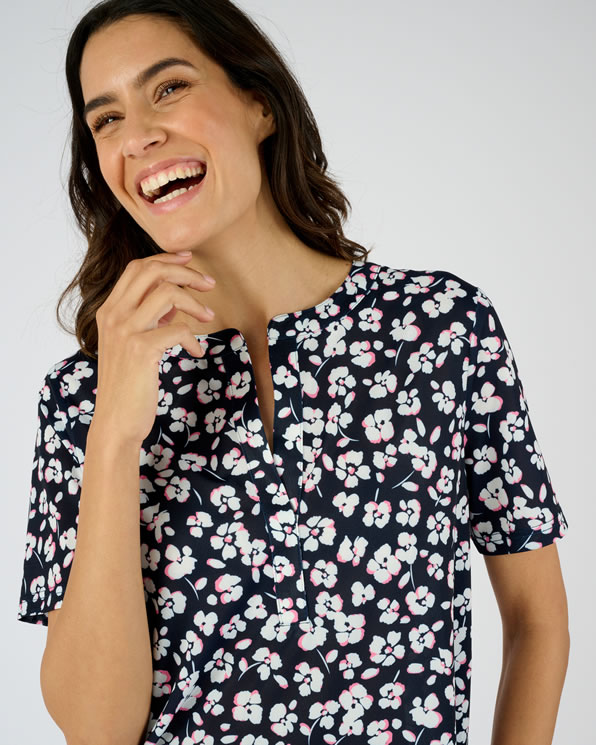Tunique maille crêpe stretch fleurie