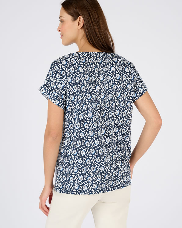 T-shirt flammé imprimé végétal