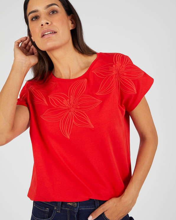 T-shirt broderie ton sur ton