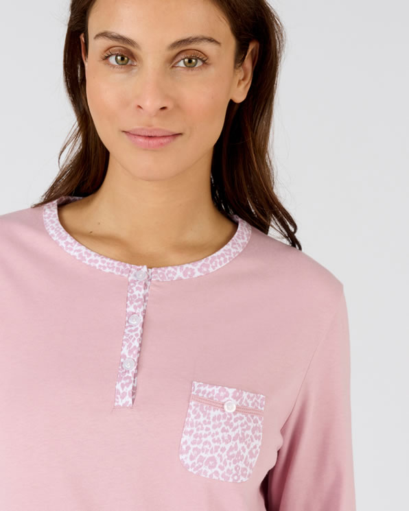 Pyjama pur coton peigné, manches longues