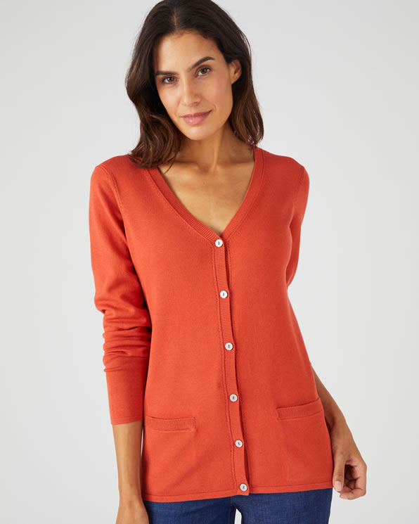 Gilet boutonné maille fine et détails pointelle