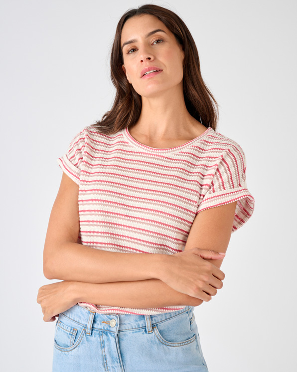 T-shirt maille jacquard rayée