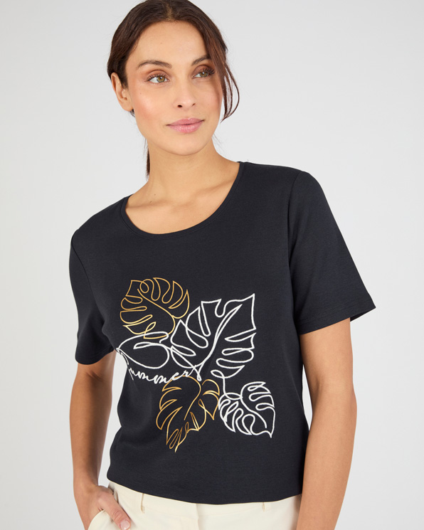 T-shirt brodé pur coton