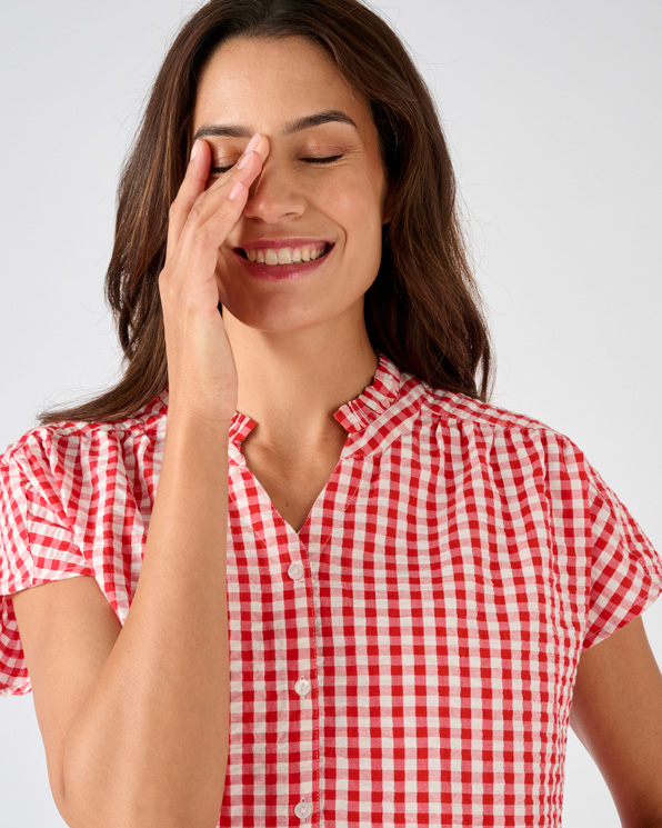 Chemisier manches courtes en tissu gaufré