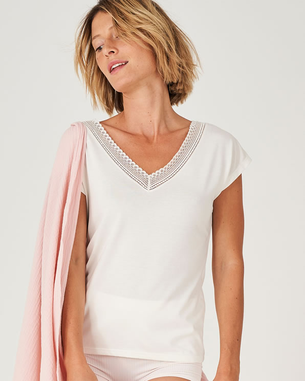 T-shirt dentelle maille jersey Lyocell Climatyl® recyclé