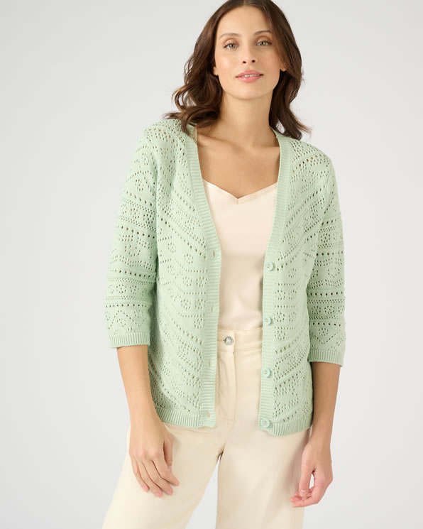 Gilet maille ajourée manches 3/4