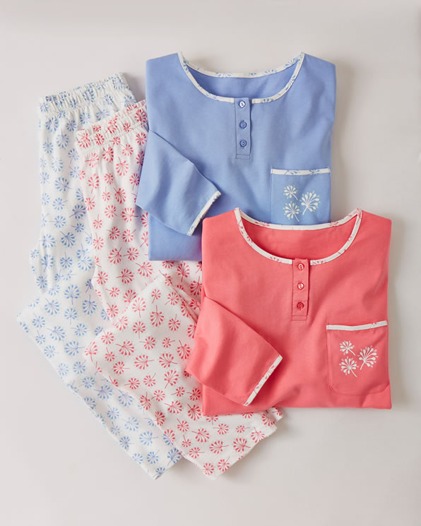 Lot de 2 pyjamas jersey pur coton peigné