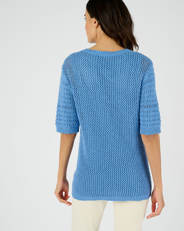 Pull maille fantaisie pur coton