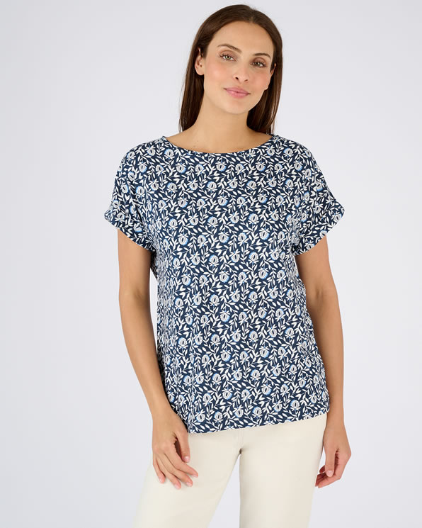 T-shirt flammé imprimé végétal