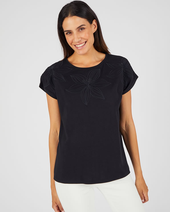 T-shirt broderie ton sur ton