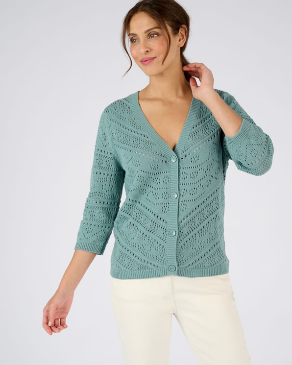 Gilet maille ajourée manches 3/4
