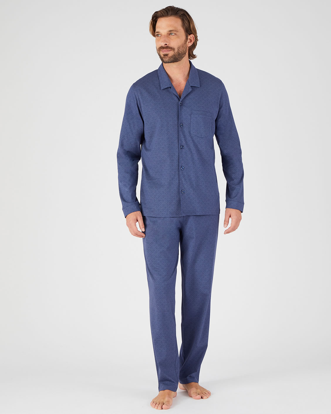 Pyjaveste maille jersey pur coton peigne imprime cravate Pyjamas peignoirs Damart Luxembourg