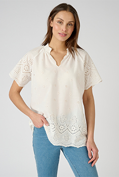 Blouse voile de coton broderie anglaise