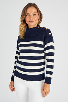 Pull marinière épaule boutonnée