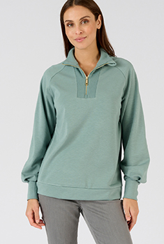 Sweat-shirt en molleton col camionneur zippé