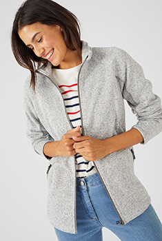 Veste zippée maille jersey doublée molleton