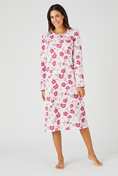 Chemise de nuit maille côtelée, intérieur légèrement gratté