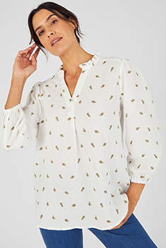 Blouse gaze pur coton brodée