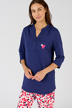 T-shirt de pyjama pur coton peigné