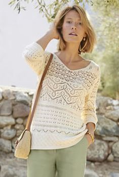 Pull pur coton ajouré