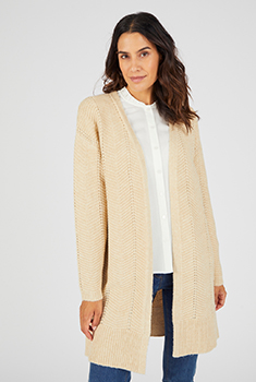 Gilet long maille fantaisie