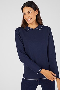 Pull maille serrée col polo
