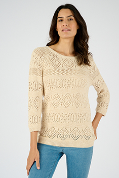 Pull maille ajourée effet crochet