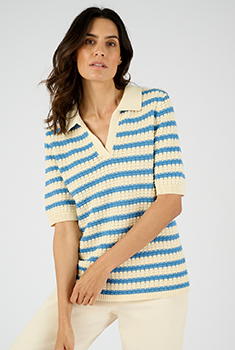 Pull col polo rayé