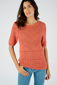 Pull maille fantaisie pur coton