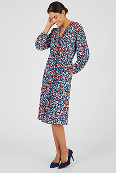 Robe boutonnée crêpe reliéfé