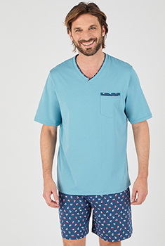 Pyjashort en pur coton peigné