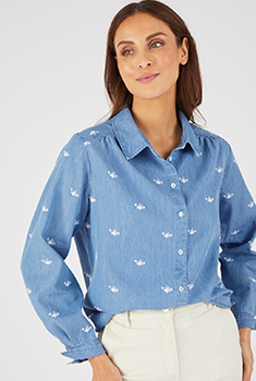 Chemisier coton et fibres lyocell Tencel™  brodé