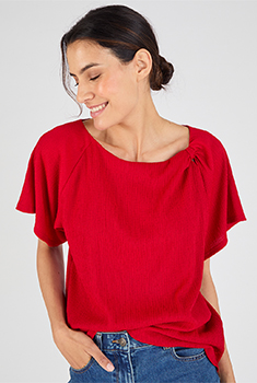 T-shirt maille texturée col fantaisie