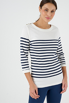 T-shirt uni ou rayé manches 3/4