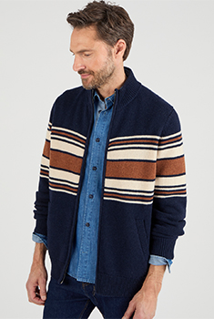 Gilet zippé col montant 50% laine
