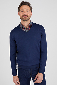 Pull classique encolure V avec laine
