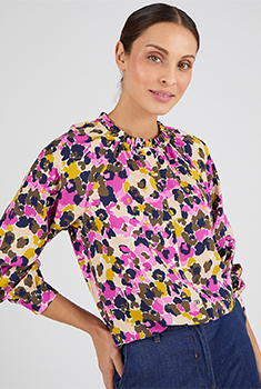 Blouse col volanté pure viscose Lenzing™ EcoVero™