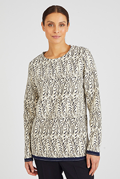 Sweat jacquard "feuillage" reliéfé