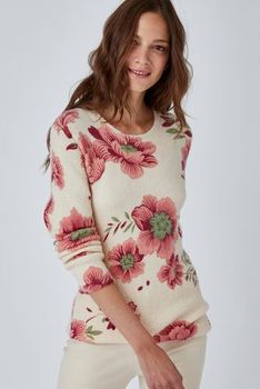 Pull imprimé maille mousseuse laine mélangée