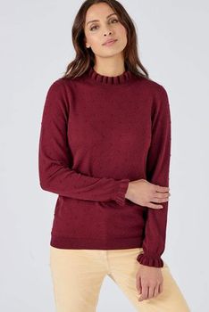 Pull col volanté maille fantaisie fine et chaude