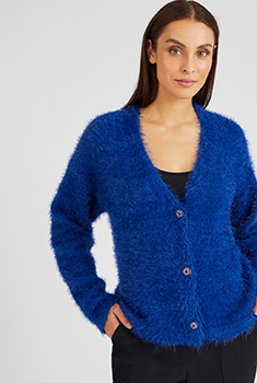 Gilet court maille poilue douce